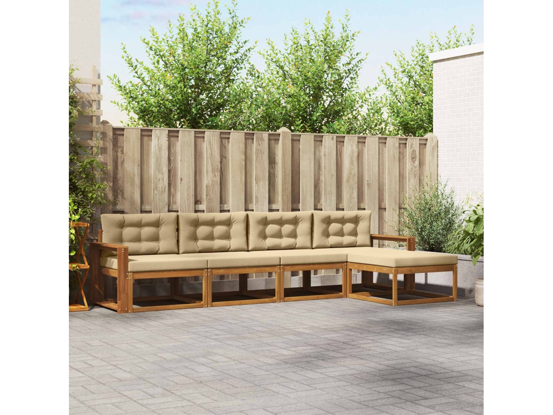 Vidaxl Conjunto De Sofás Para Exterior 5 Unid. Natural E Bege
