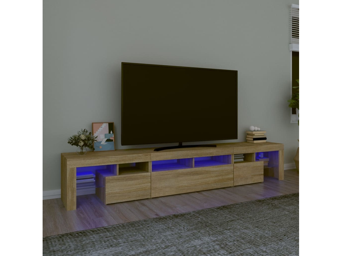 Vidaxl Móvel De Tv Com Luzes Led 230x36,5x40 Cm Carvalho Sonoma