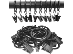 Conjunto De 40 Argolas Para Cortina Com Clipe De Metal, Resistentes, Em Aço Inoxidável, Compatíveis Com Varão De Cortina