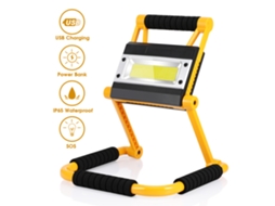 Luz de Mesa Led Recarregável 20W 4400mAh Plegável Portátil Suporte Amarelo IP44 1500lm S/MARCA