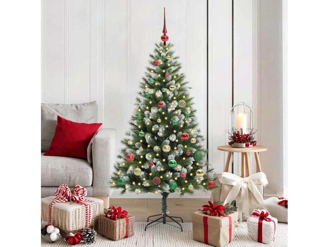 Vidaxl Árvore De Natal Artificial Com Dobradiças E Neve Coberta 150 Cm