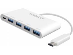 Hub MACALLY USB-C to 4xA + 1 USB-C (Branco)