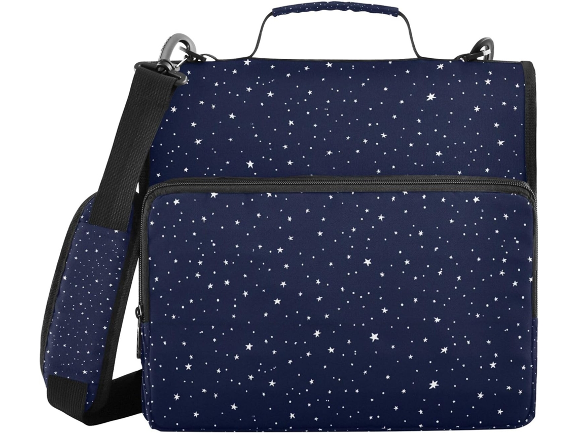 Bolsa organizadora para macarrão com estampa de noite e estrelas, com zíper e alça de ombro, diversas opções de 3,8 cm.