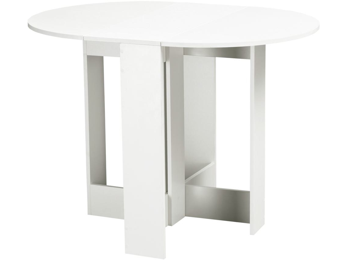 Mesa Dobrável Madeira Melamina Cor Branco 104x76x73,7cm Homcom