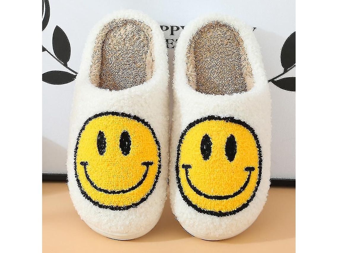 2026 pantuflas Suaves de Peluche Rostro Sonriente para Parejas Abrigadas Invierno Interior Antideslizantes