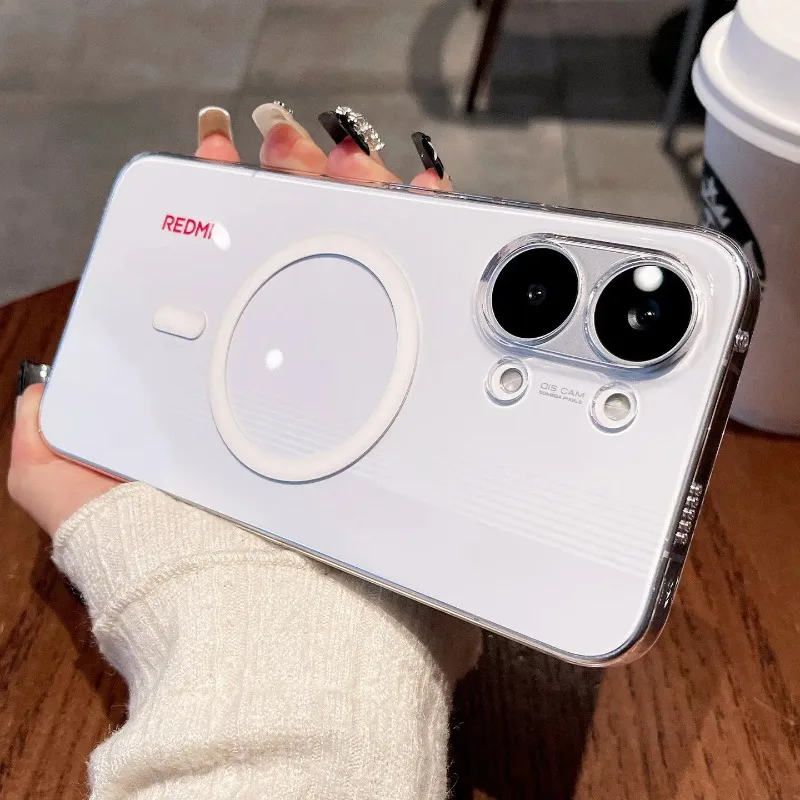(branco Gtppoco X8pro) Capa Rígida Transparente Magnética Em Pc Para Carregamento Sem Fio E À Prova De Choque.