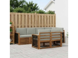 Vidaxl Conjunto De Sofá Sectional 6 Pcs Natural E Cinzento-claro