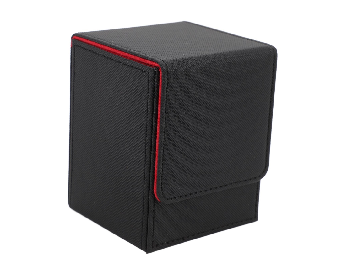 Caixa Magnética para Cartas de Jogo de Couro Pu para 100 Cartas, Preto e Vermelho S/MARCA