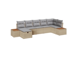 Conjunto 8 Móveis Para Exterior Vidaxl Bege Vime Pe (319 X 154 X 85 Cm)