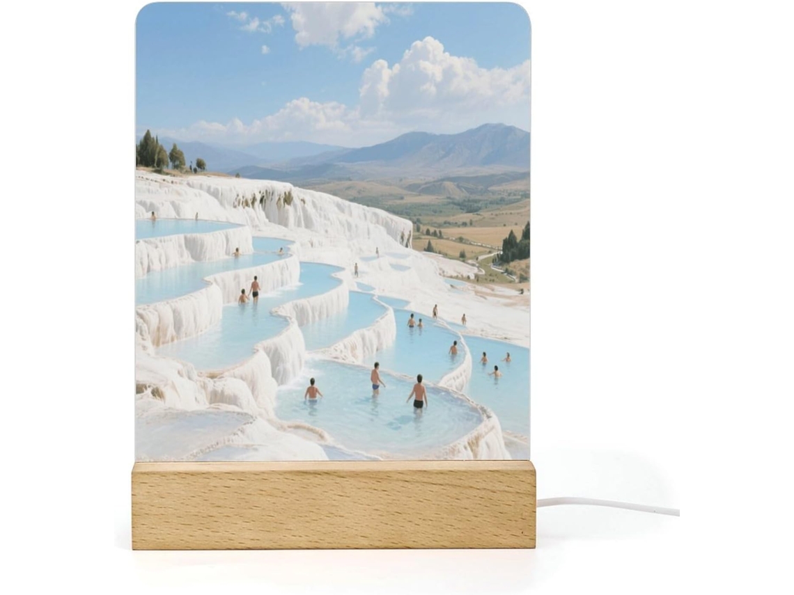 Luminária Noturna Led Pamukkale Terraços De Águas Termais, Luminária Noturna Acrílica Com Base Banheiro