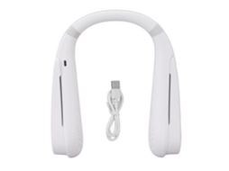 Ventilador de Pescoço Sem Lâmina Usb 5 Velocidades Branco Portátil
