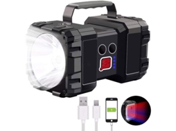 Lanterna De Mão Recarregável, 6000 Lumens Led Super Brilhante Com 10000 Mah E Modos De Iluminação