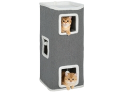 Torre de Gato 4 Andares, Estábulo Árvore de Gatos, Plataforma Superior Borda de Macio,, 41x41 X 100 Cm Cinza