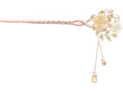 Presilha De Cabelo Feminina Sofisticada E Elegante Em Liga Metálica Verde Com Formato De Flor.