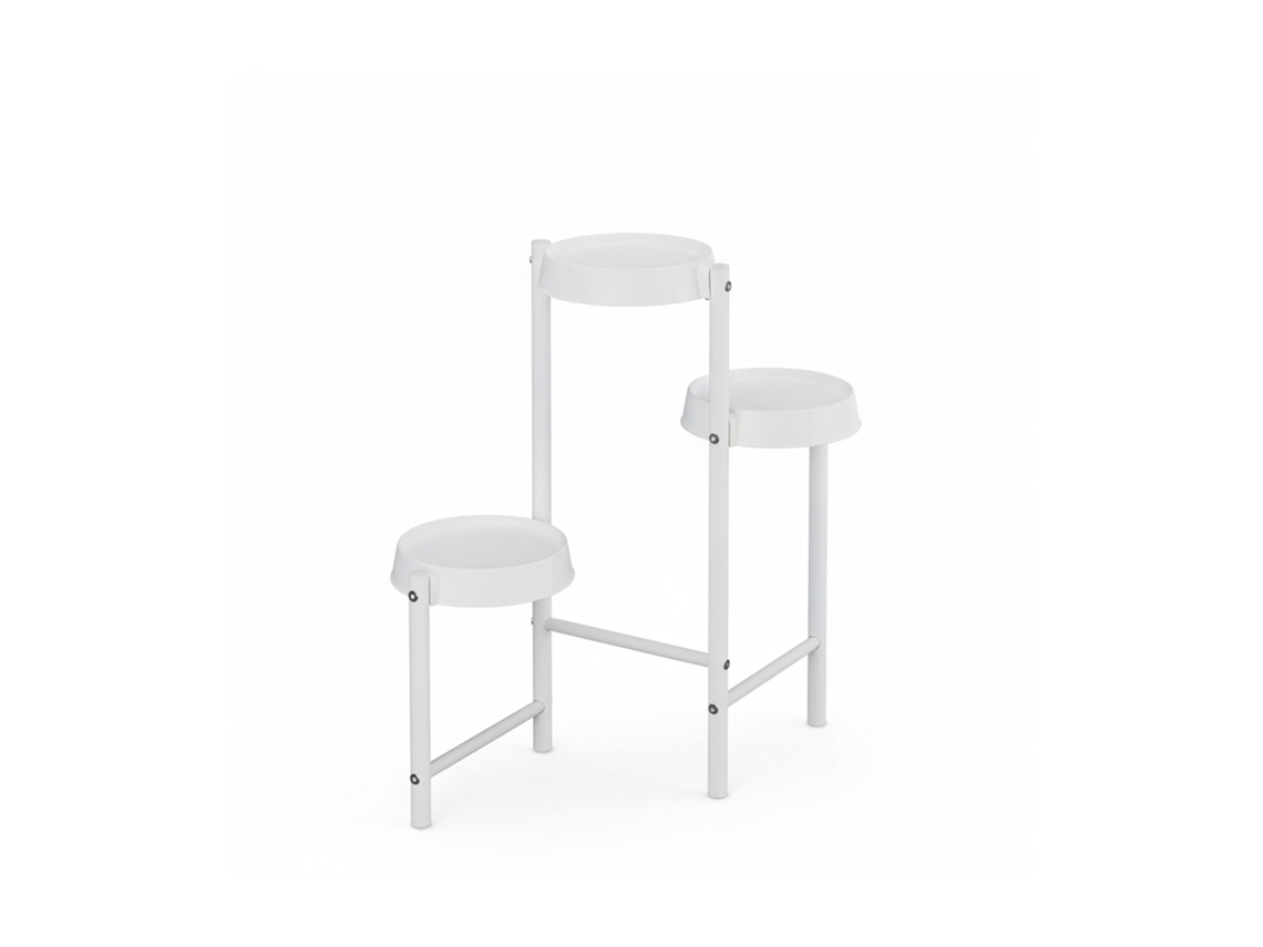 Suporte Para Plantas Relaxdays, 3 Prateleiras, Metal E Plástico, Axlxp: 61 X 55 X 30 Cm, Interior, Flores, Branco