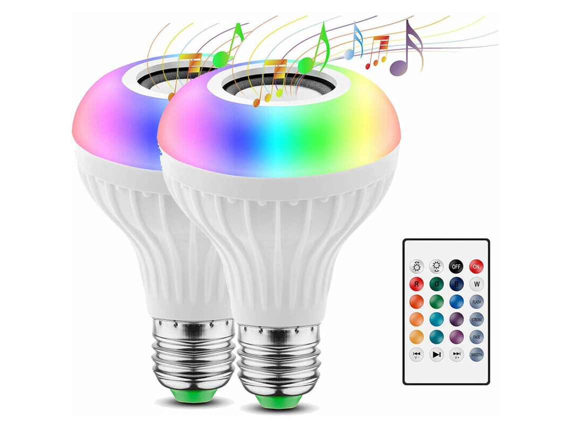 Lote De 2 Lâmpadas Led Inteligentes E27 Bluetooth Smart Bulb Bleosan, Lâmpada Conectada Para Sincronizar Com O Ritmo Da Música Brilvibera