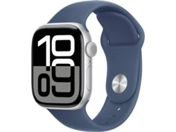 APPLE Watch Series 10 GPS 42 mm Alumínio Prateado com Bracelete Desportiva Azul Denim (Tamanho: M/L)