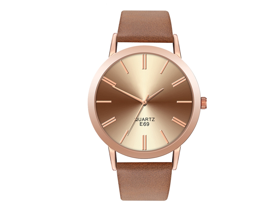 Relógio de Pulso Casual Unisex de Quartzo com Pulseira de Pu Moda Presente (café)