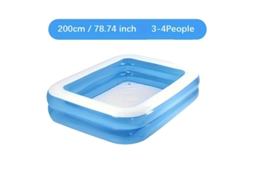 Piscina Familiar Retangular Azul | Piscina Inflável Para Crianças Em Pvc, Reforçada Para Utilização, Na Casa E No Exterior.