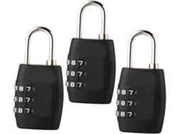 Conjunto De 3 Cadeados Combinação Em Aço Para Malas, Mochilas E