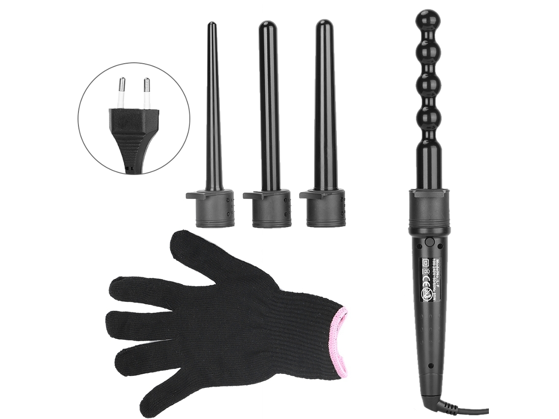 Ferramenta De Estilo De Cabelo De Ceramica 4 Em 1, Chapinha E Cacheado Com Placas Intercambiáveis