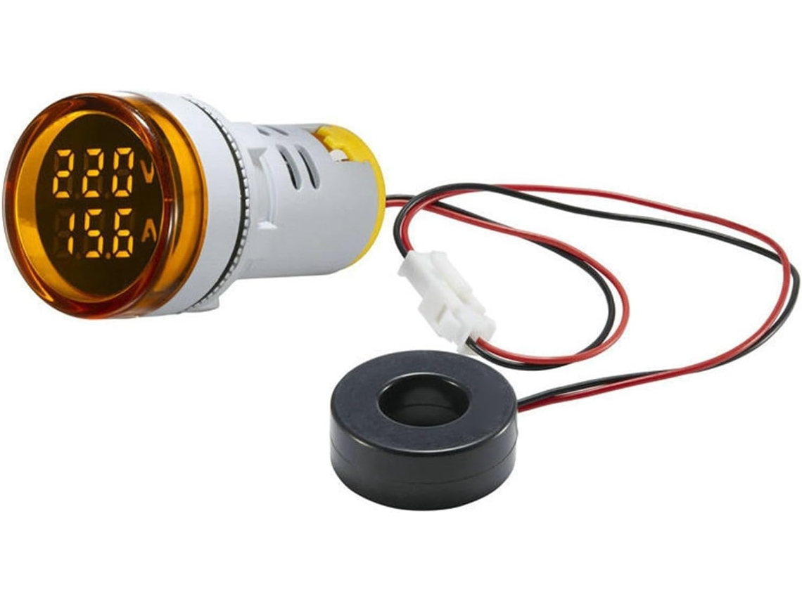 Mini Display Digital Led Redondo, Voltímetro E Amperímetro Ca, Faixa