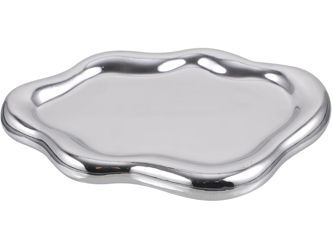 Bandeja De Cerâmica Em Formato De Nuvem Para Joias, Com Borda Larga E Irregular, Porta-anéis Decorativo.