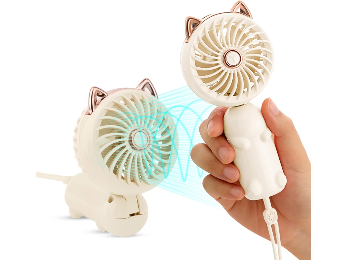 Mini Ventilador De Mão, Ventilador De Mesa Potente Com Fivela, Design Fofo, 3 Velocidades, Pequeno E Portátil, Fácil De Usar Para Maquiagem