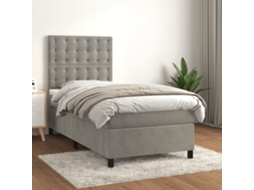 Vidaxl Cama Com Molas/colchão 80x200 Cm Veludo Cinza-claro