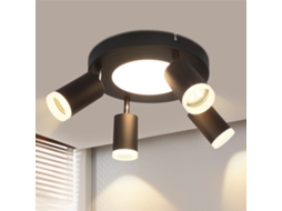 Nettlife Candeeiro De Teto Com 4 Focos Gu10, 20 W 3000 K Preto Metal Orientáveis A 350° Para Quarto, Sem Lâmpada Incluída, Para Uso Diário