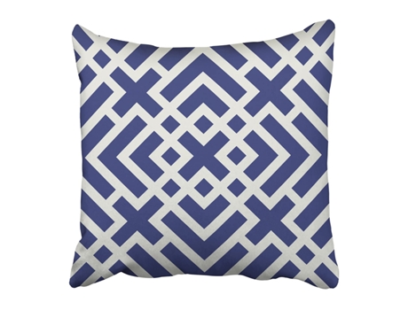 Fronha de Almofada ECZJNT simples porcelana azul índigo branco Geo Lines (45x45 cm)