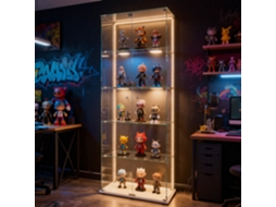 Vitrine de Vidro 186,5x78,5x34,5cm, 5 Prateleiras, Luz LED, Branca ROSAHQNDA