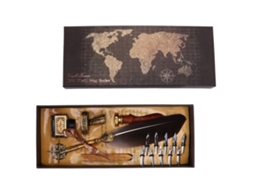 Pluma De Caligrafia Estilo Retro Com Pontas Substituíveis Ferramenta De Escrita Decorativa Para Presente Marrom