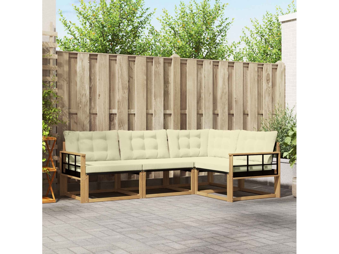 Vidaxl Conjunto De Sofás Para Exterior 4 Pcs Branco E Creme