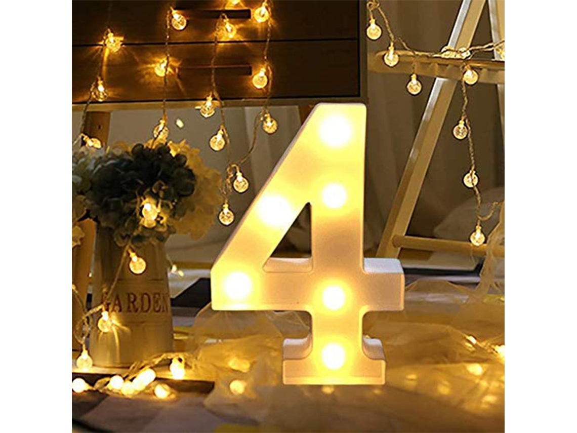 Lâmpada Led Números 0-9 Decoração para Festas Casamentos 6 Peças NEVEANCE
