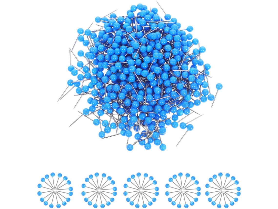 Nolitoy 500 Unidades de Plástico Azul Redondo Tachinhas Para Quadros Cortiça, Com Cabeça Esférica, Reutilizáveis, Não