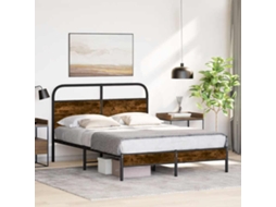 Cama De Casal | Camas Para Quarto | Estrutura De Cama 135x190 Cm Derivados Madeira Carvalho Fumado