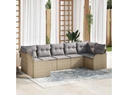 Vidaxl Conjunto de Sofá de Jardim 7 Pcs Bege e Cinzento Claro