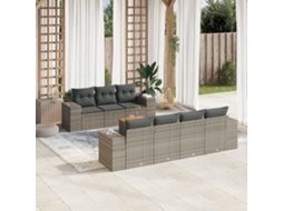 Jogo de Sofá Jardim 8 Peças C/ Almofadões Vime Pe Cinza Dkd Home Decor