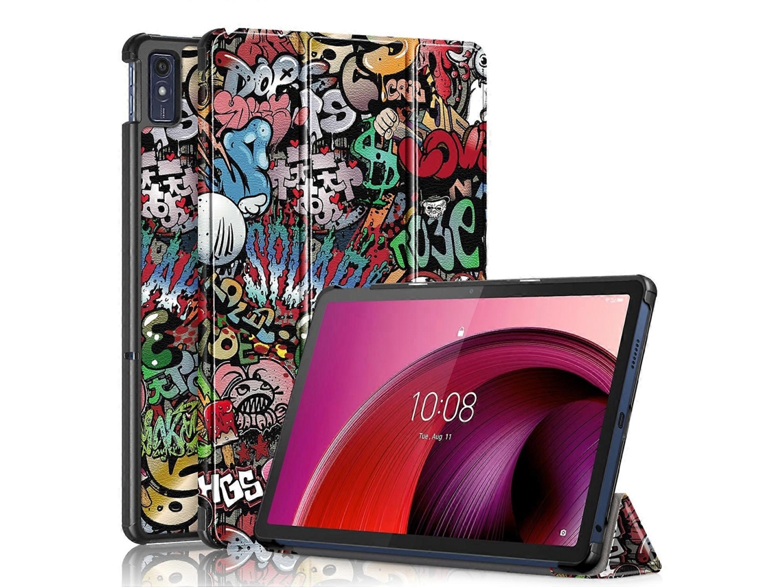 Capa De Couro Sintético Colorido Com Desenho Para Tablet Lenovo Tab M10 5g 10.6'' Com Fechamento Magnético Triplo.