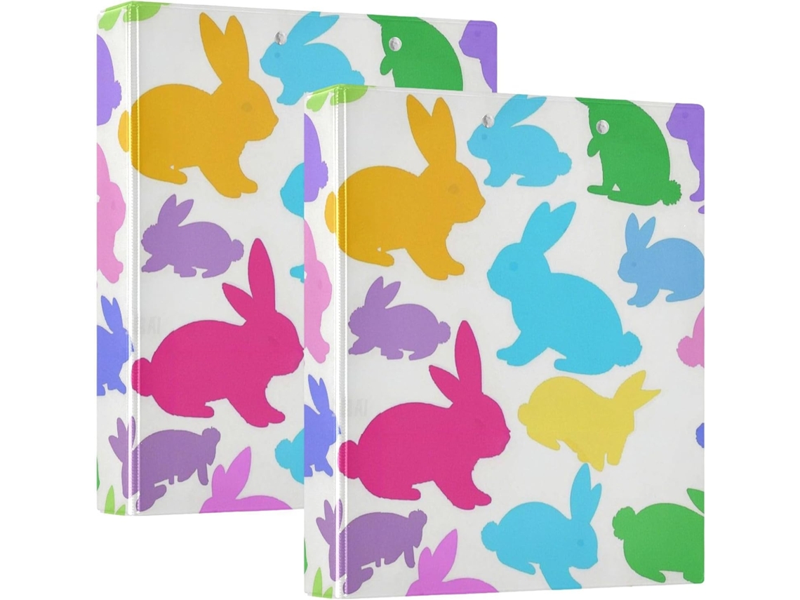 Pasta para Arquivos com 3 Anéis, 3,8cm x 1,5 Polegadas, Camada Rígida e Bolsos Internos, Estampa de Silhuetas
