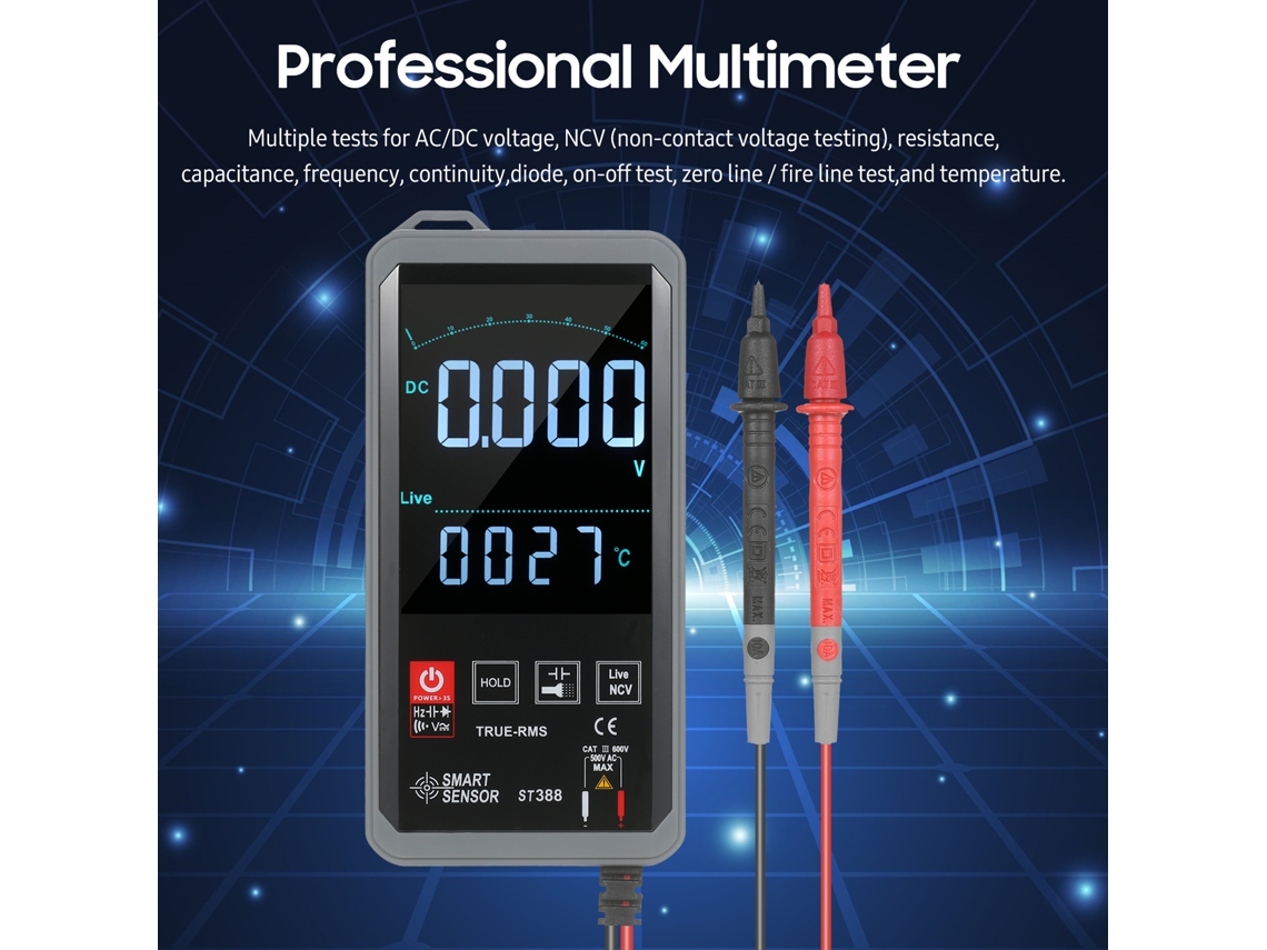 Multímetro Digital Autoalcance True Rms 6000 Contagens Lcd com Ncv e Funções Profissionais para Testes Elétricos