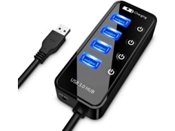 Hub Usb De 4 Portas Para Dados Com Interruptor E Porta De Carregamento