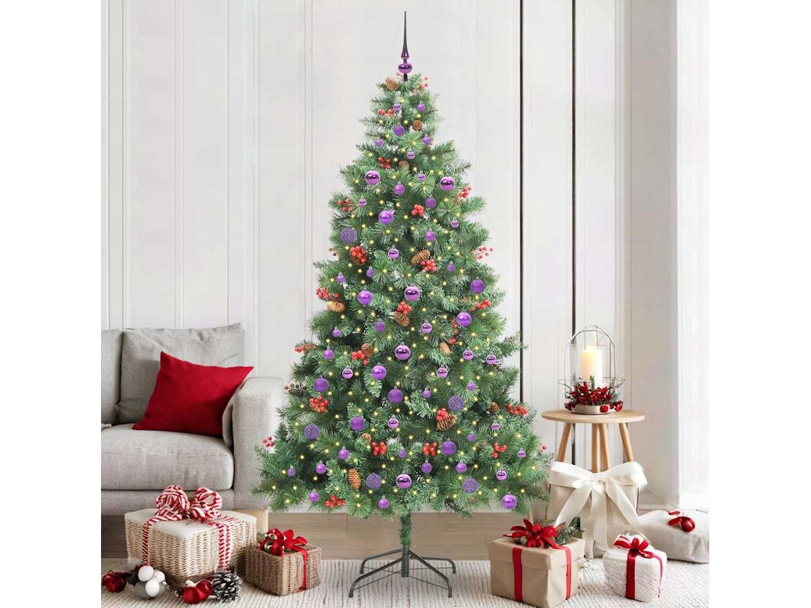 Vidaxl Árvore De Natal Artificial 300 Led Branco Quente Pvc E Metal