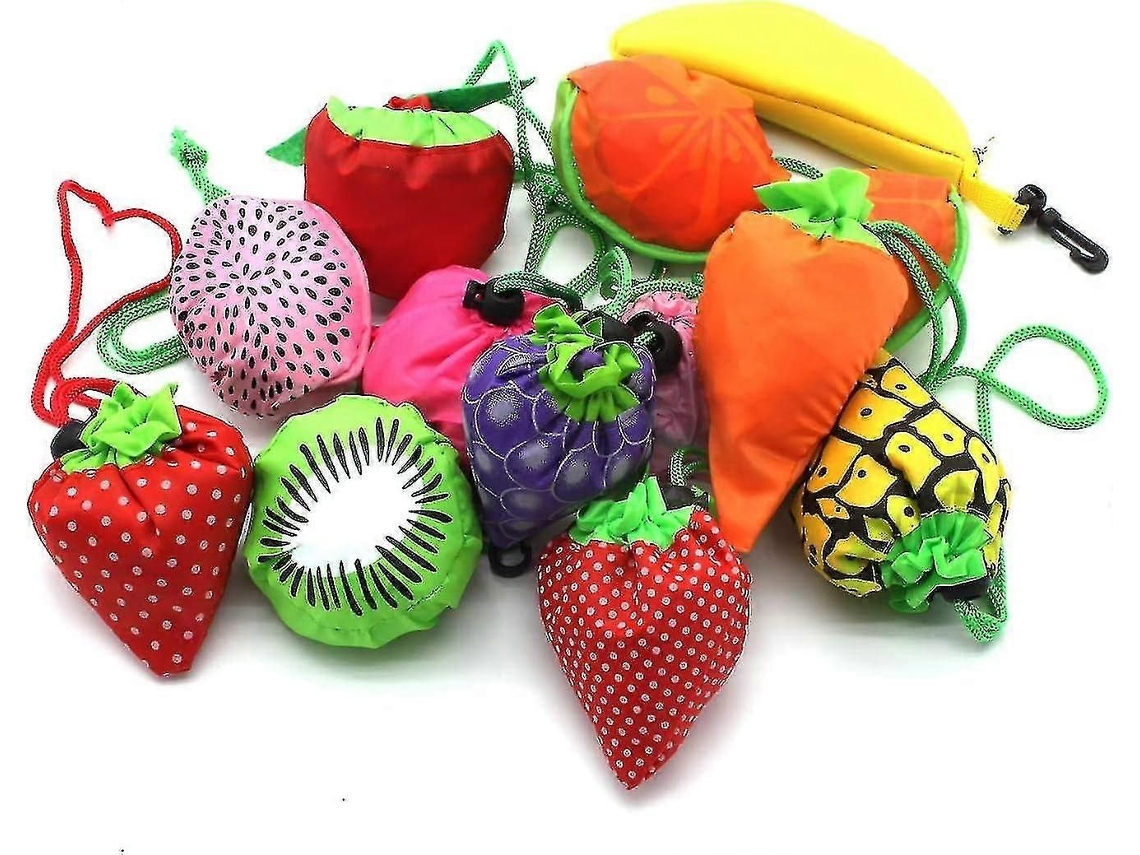 Conjunto de 10 Sacolas de Compras Reutilizáveis ​​para Frutas, Sacolas Dobráveis ​​para Armazenamento, Sacolas Práticas para Compras e Viagens GOKOCO
