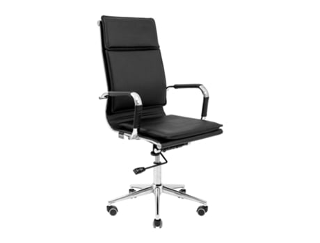 Cadeira De Escritório Rondi Hawaii Chrome Dt Deeptilt Inclinável Em Pu Preta