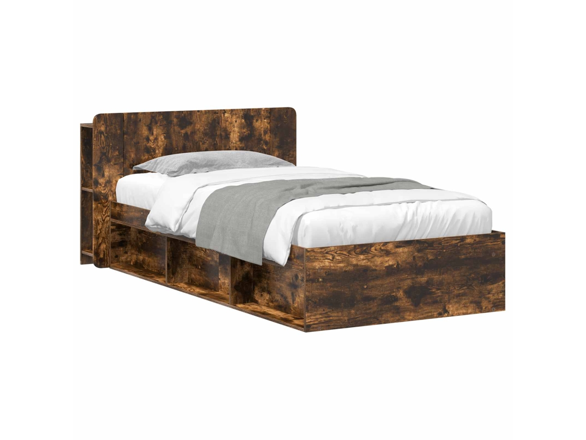 Vidaxl Estrutura De Cama Com Armazenamento Carvalho Fumado 80 X 200 Cm