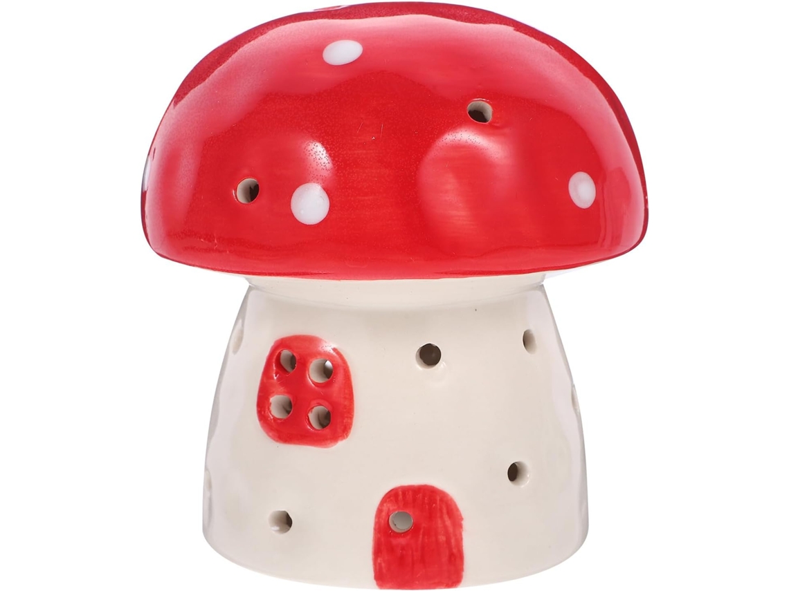 Abajur De Mesa Em Cerâmica Vermelha Formato Cogumelo, Estilo Desenho Animado Pequeno Abajur Decorativo Para Quartos De