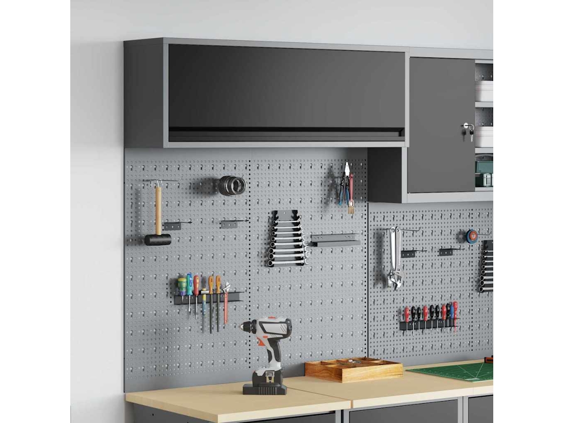Vidaxl Conjunto De Armários De Ferramentas Com Prateleira 3 Pcs Preto