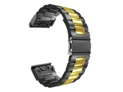 Bracelete Aço Inoxidável Adaptável Preto e Dourado para Garmin Forerunner 965